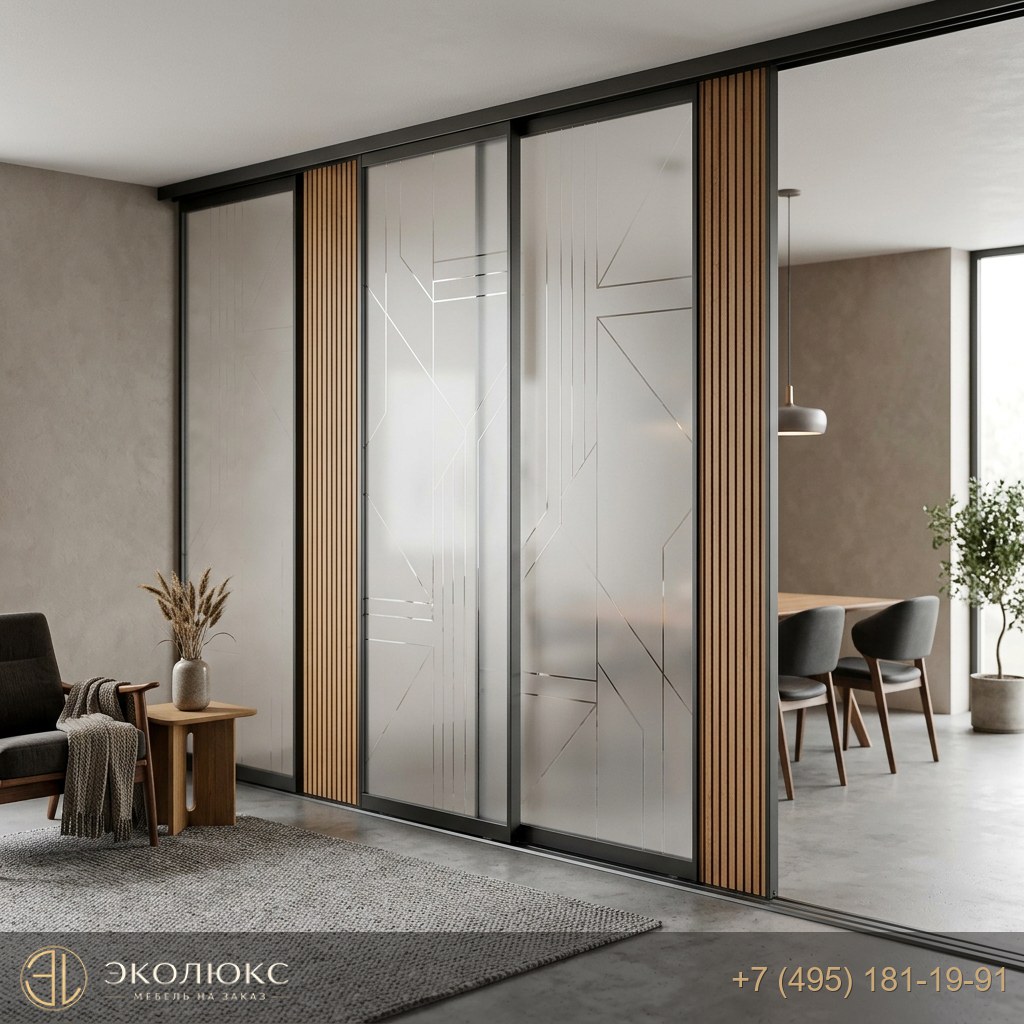 Раздвижные стеклянные перегородки Лофт